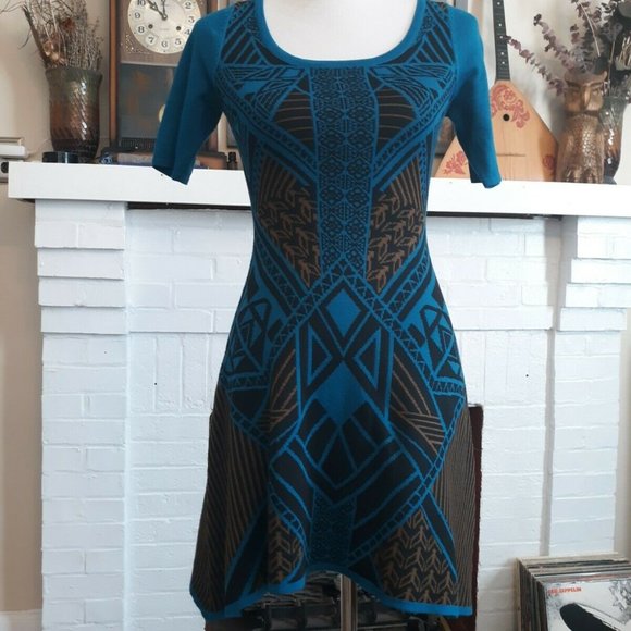 Flying Tomato Fitted Sweater Dress with Asymmetric Hem - Picture 1 of 10